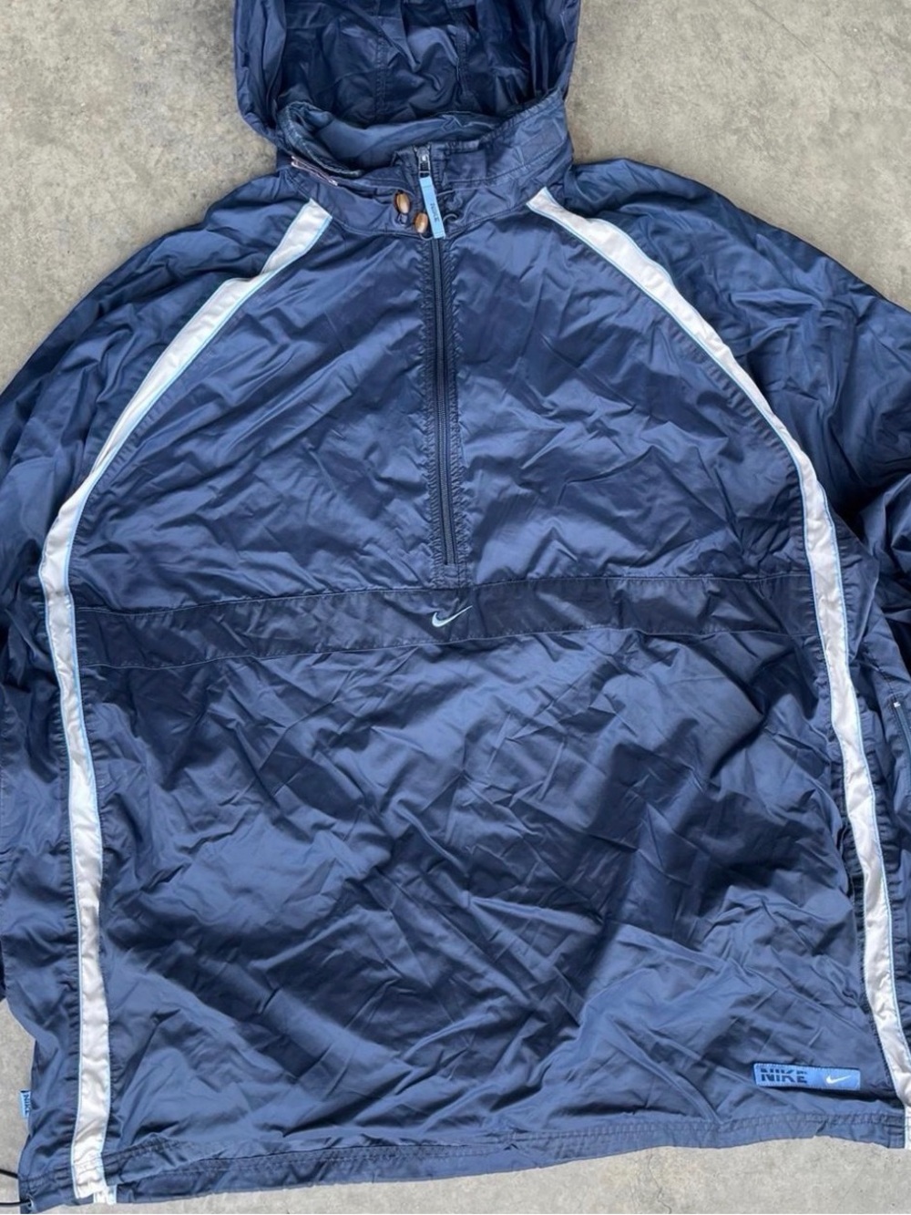 Nike 90’s Y2K Navy Windbreaker Half-Zip with White Trim